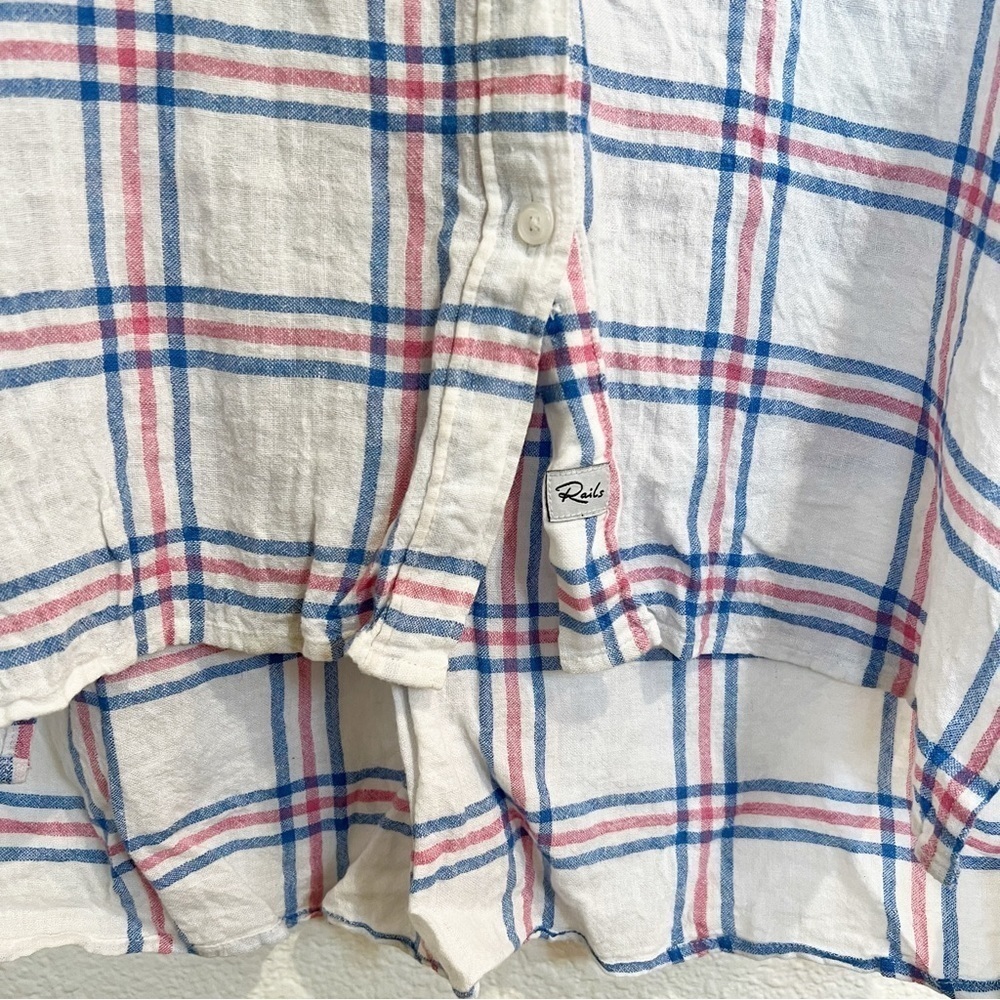 Rails- Whitney Raspberry Azure Linen Too Small - Picture 5 of 7